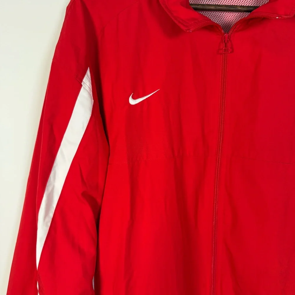 Vintage Nike Y2K Windbreaker‎ Jacket Red and White 2XL